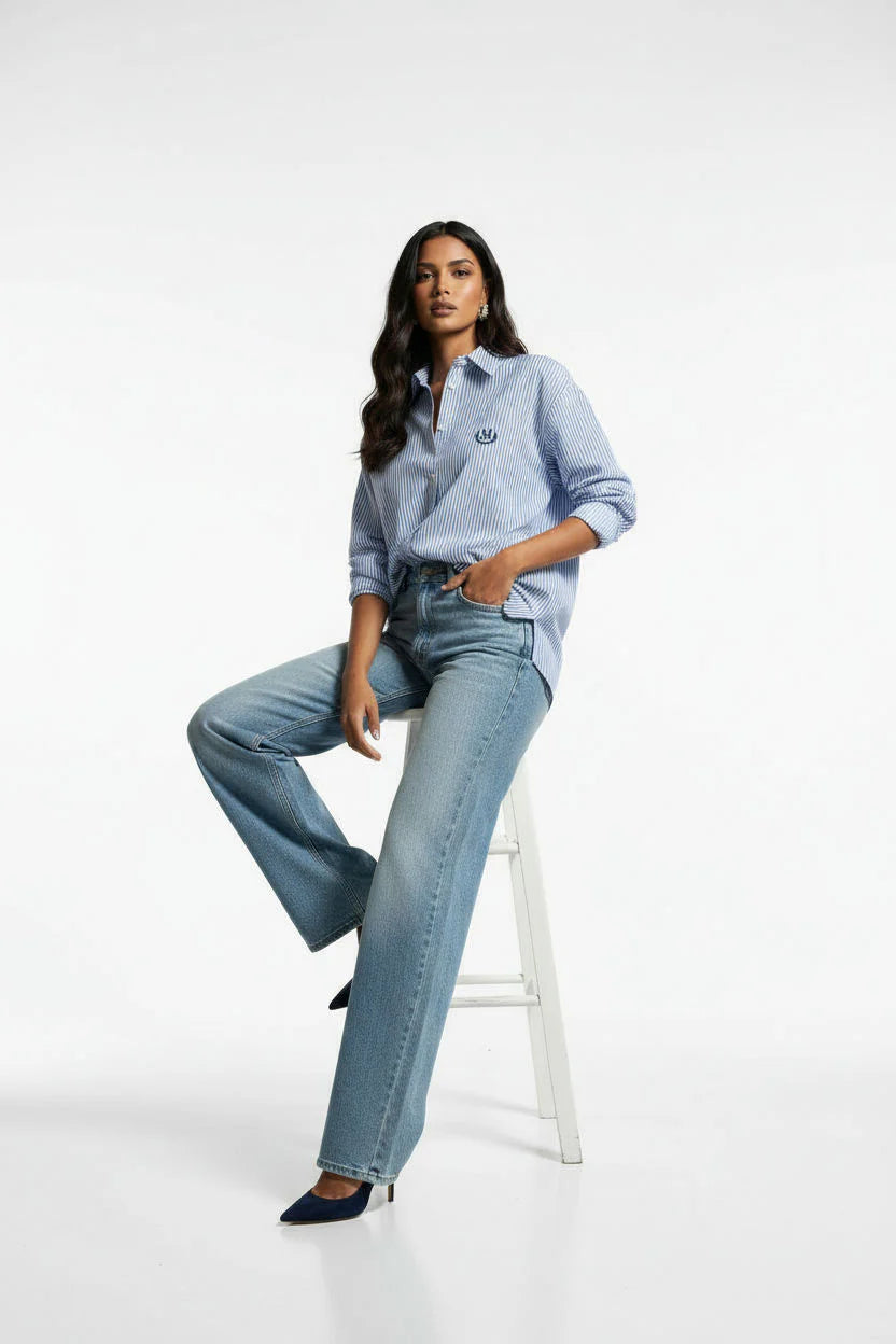 MarcAngelo Striped Luxe Button-Down shirt Ma42303 Blue