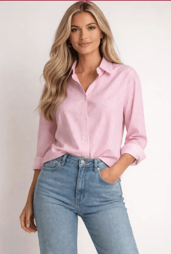 MarcAngelo Striped Luxe Button-Down Shirt Ma42303 Pink