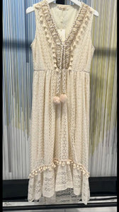 Crochet lace boho midi dress