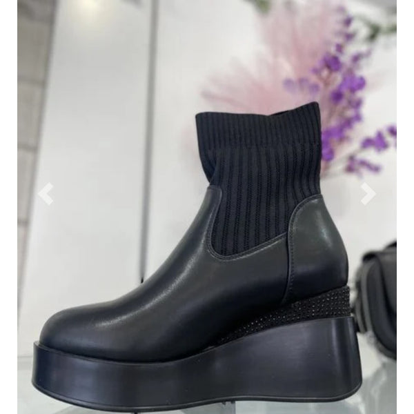 Lady Glory Wedge Boot with embellished heel detail