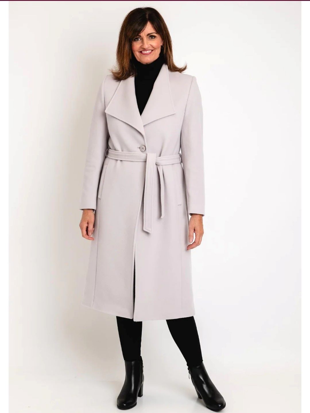 Christina Felix Wool and Cashmere long Belted coat Oyster