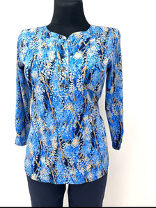 Yew shirt style top 2531 in  Blue Stone print