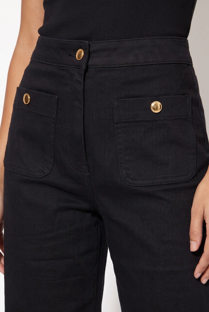 Marc Angelo Wide Leg High Waist Black Stretch Denim Jeans Ma24215