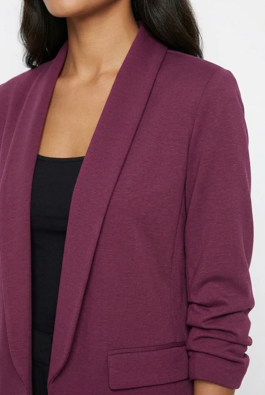 Marc Angelo Jersey Ruched Sleeve blazer 6083 Plum