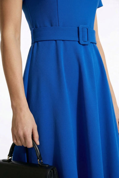 Marc Angelo Belted A Line Dress in Royal Blue A5399