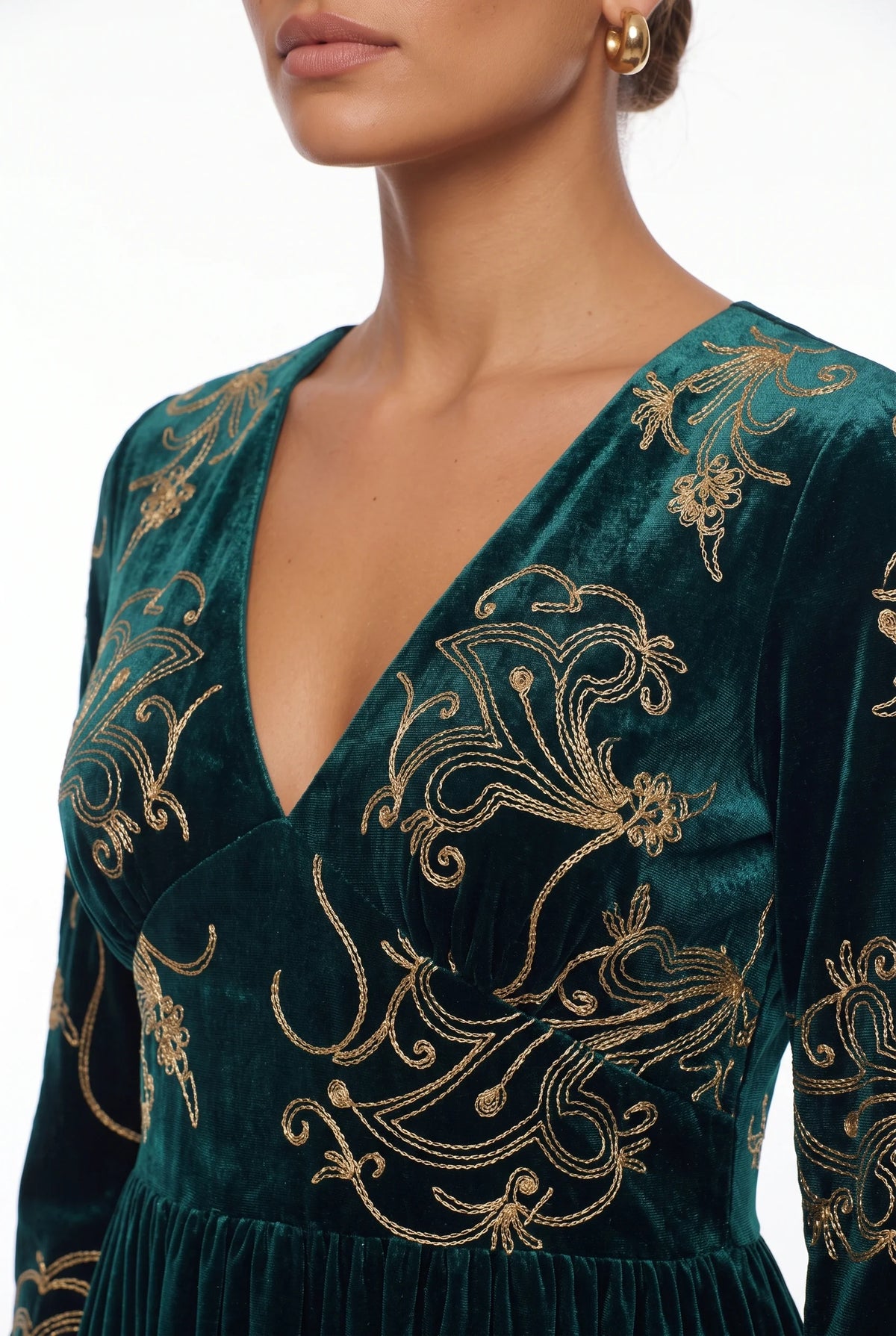 Marc Angelo Velvet Embroidered Midi Dress Black, Green or Burgundy  81188
