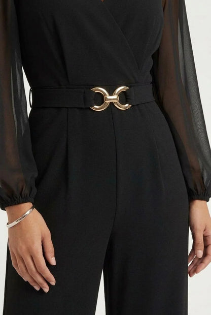 Stella Morgan Sheer Sleeve Wide leg jumpsuit Js182270