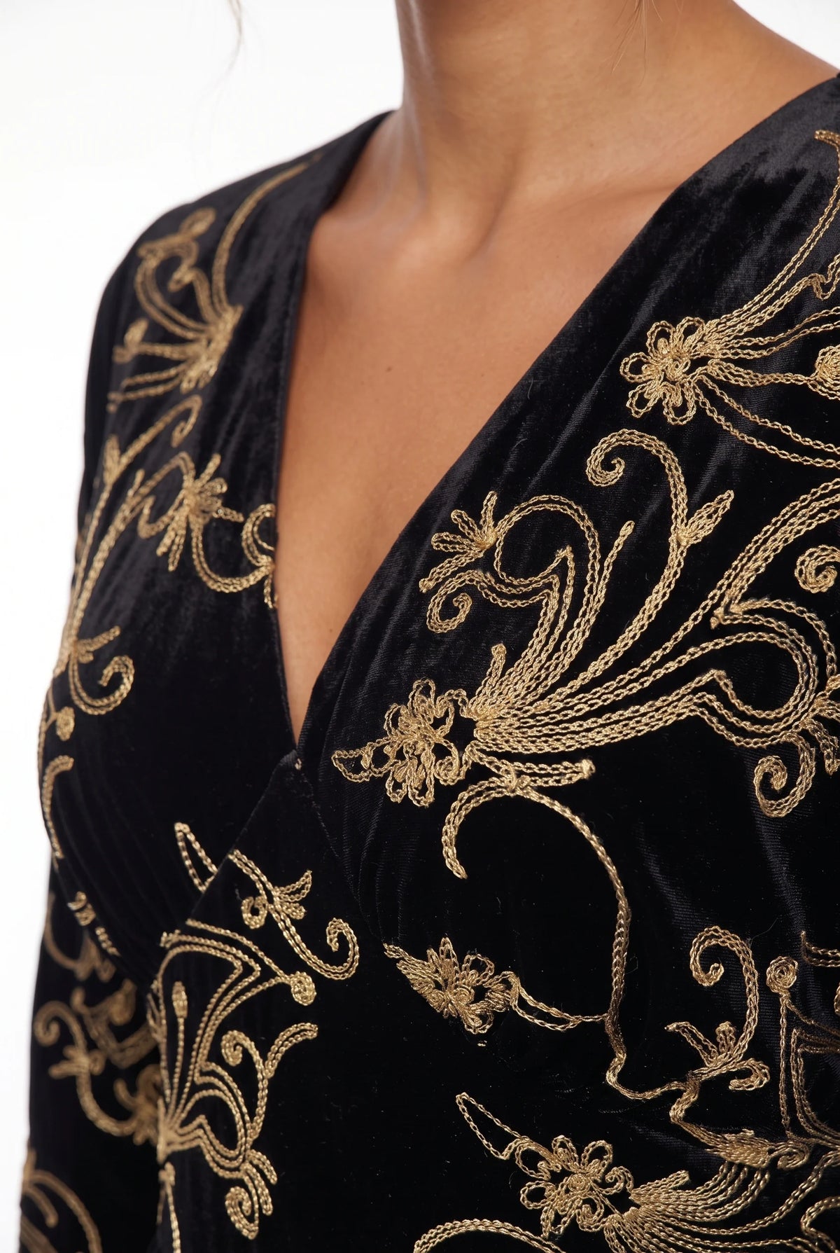Marc Angelo Velvet Embroidered Midi Dress Black, Green or Burgundy  81188