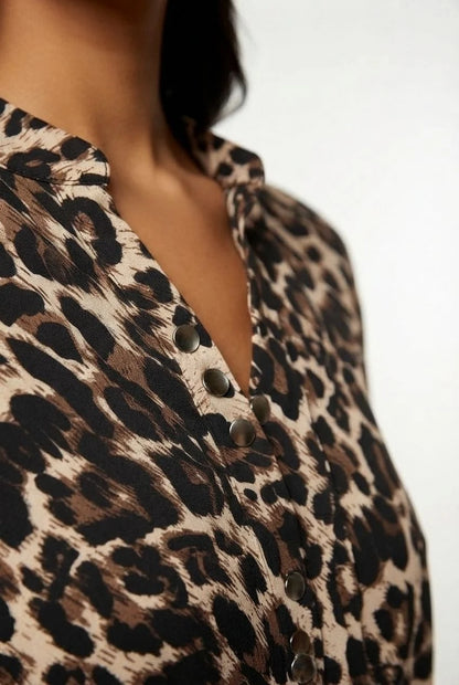 Marc Angelo Animal Print Mandarin Collar BlouseMa821615