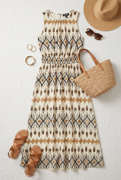 Stella Morgan Sleeveless Aztec Print Maxi Dress D181353