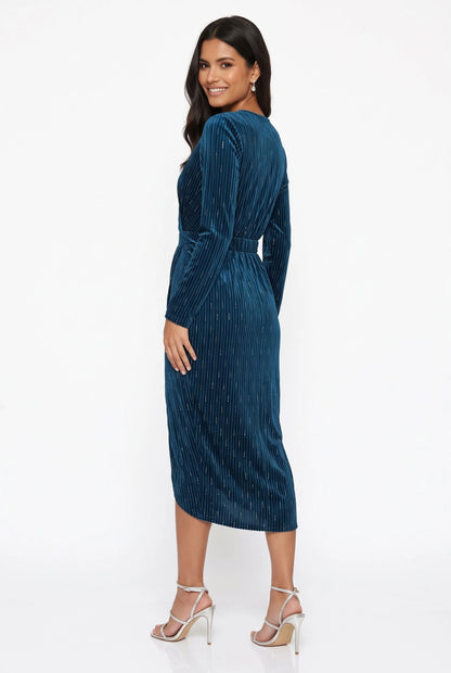 Marc Angelo Velvet Sequin Midi Dress in Teal