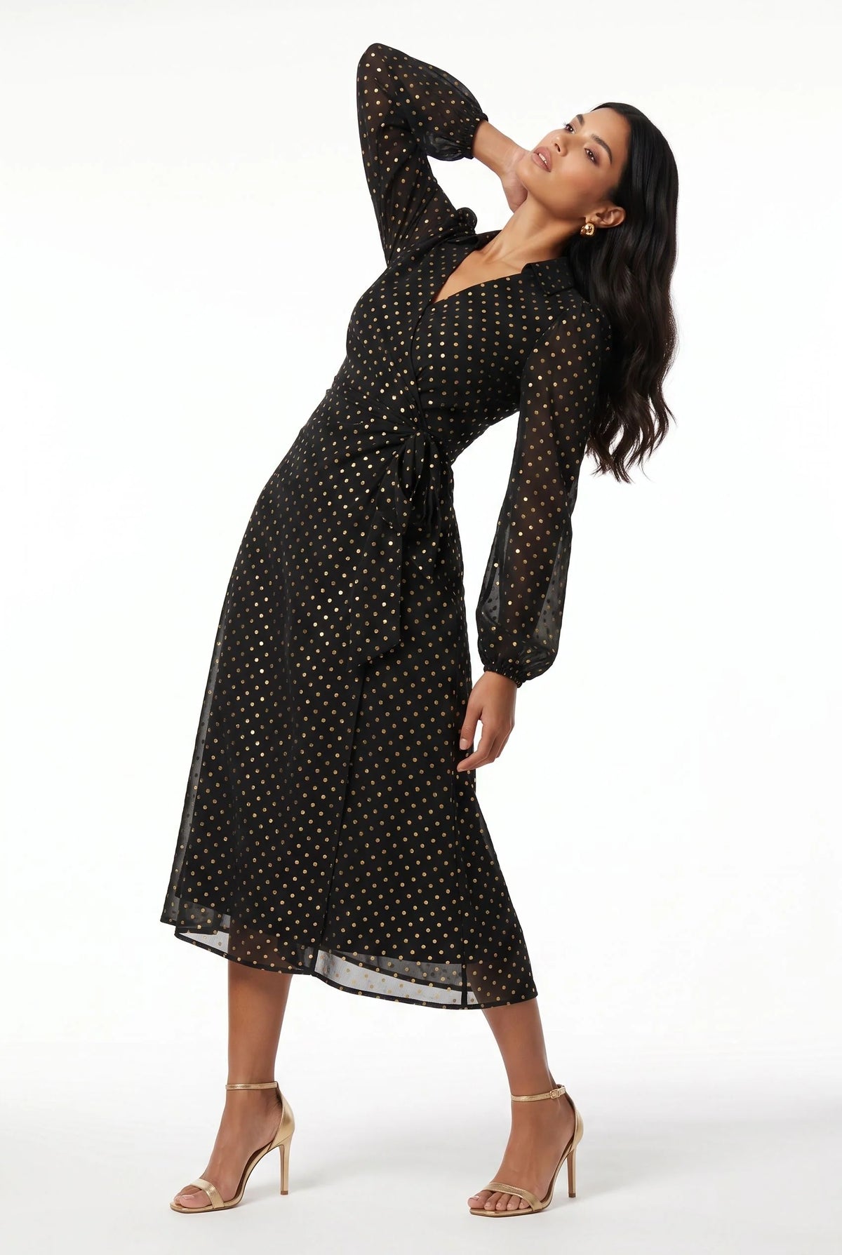 Marc Angelo Wrap Midi Dress in Emerald Green Or Black 31129