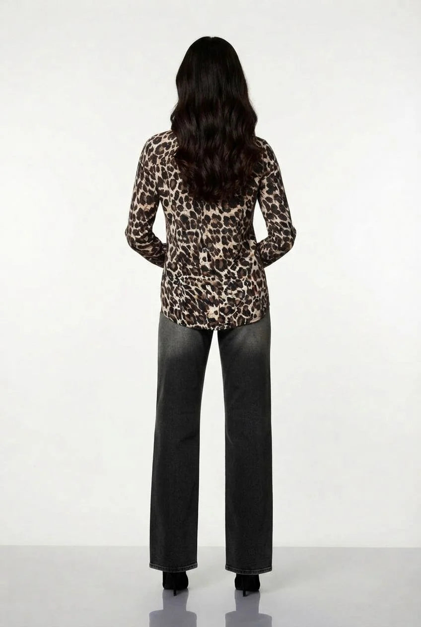 Marc Angelo Animal Print Mandarin Collar BlouseMa821615