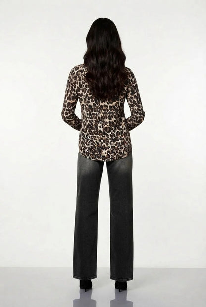 Marc Angelo Animal Print Mandarin Collar BlouseMa821615