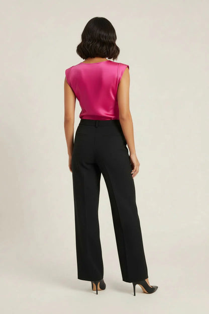 Marc Angelo Mia Satin Cowl neck top in Cerise Pink 1132/7214