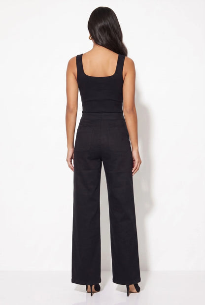 Marc Angelo Wide Leg High Waist Black Stretch Denim Jeans Ma24215