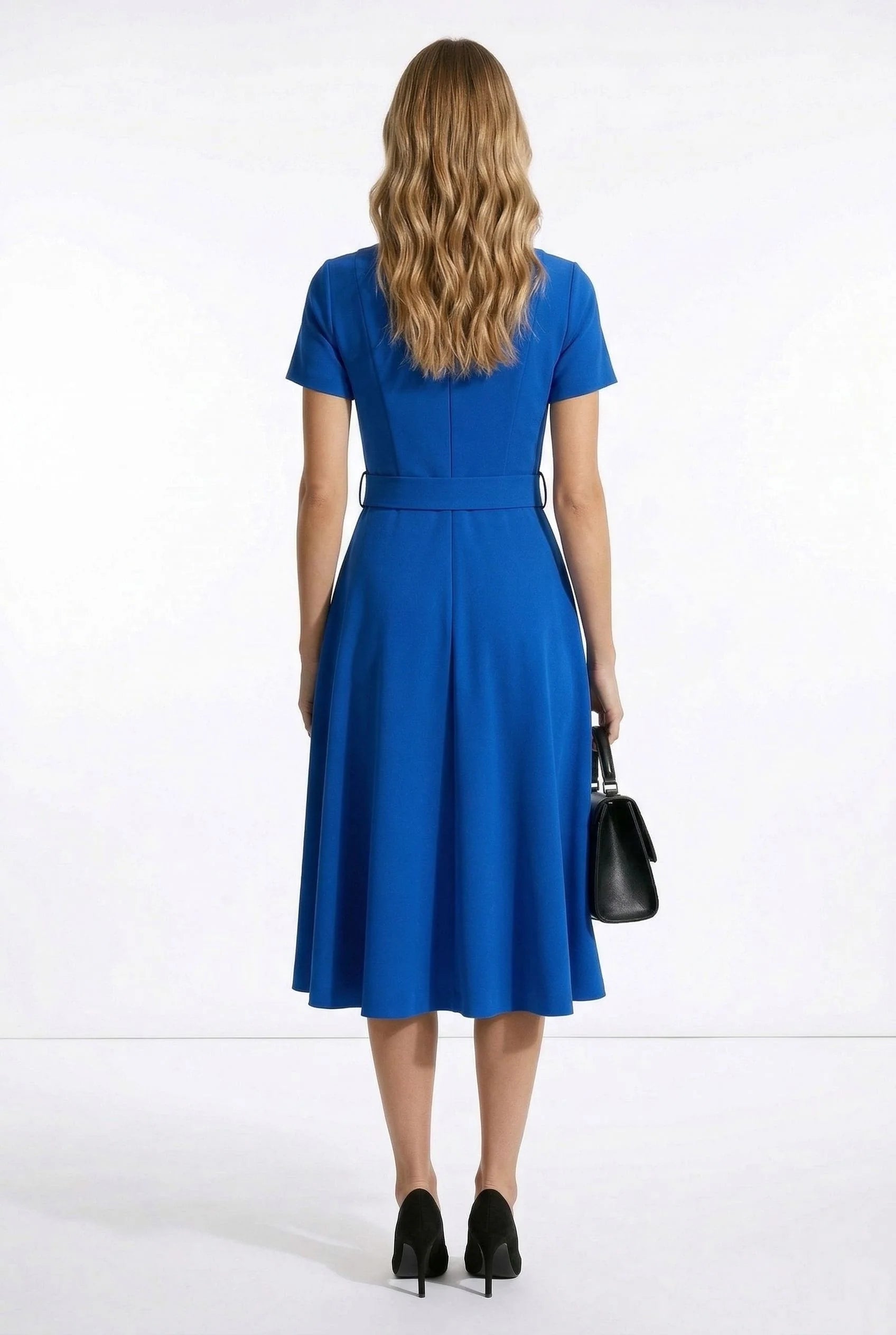 Marc Angelo Belted A Line Dress in Royal Blue A5399