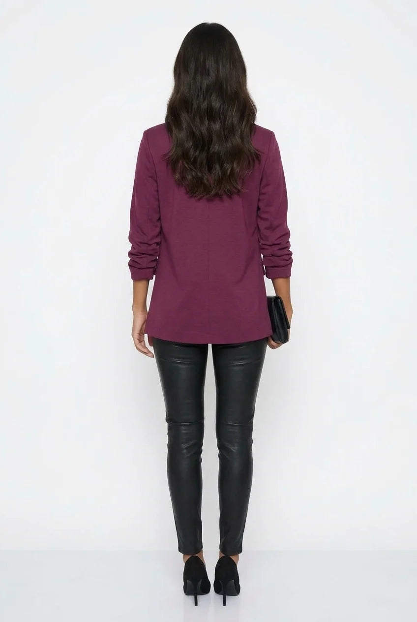 Marc Angelo Jersey Ruched Sleeve blazer 6083 Plum