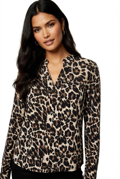 Marc Angelo Animal Print Mandarin Collar BlouseMa821615