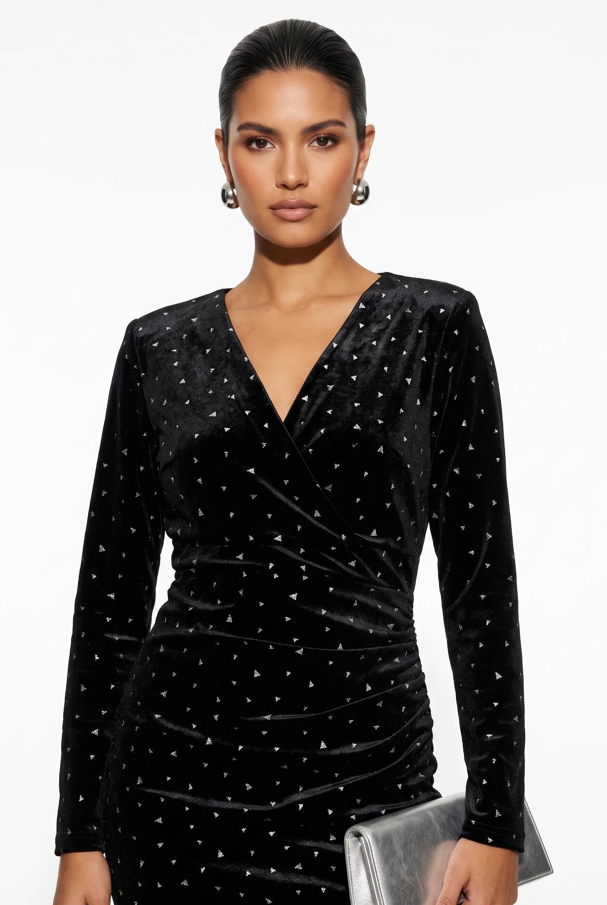 Marc Angelo Velvet mini dress with silver sparkle  10443