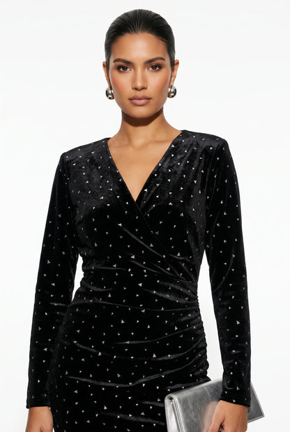 Marc Angelo Velvet mini dress with silver sparkle  10443