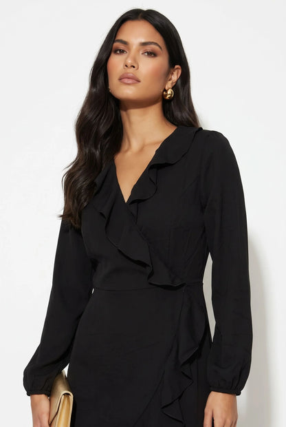 Marc Angelo Faux Wrap Dress with Ruffle Detail 81116