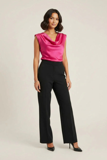 Marc Angelo Mia Satin Cowl neck top in Cerise Pink 1132/7214