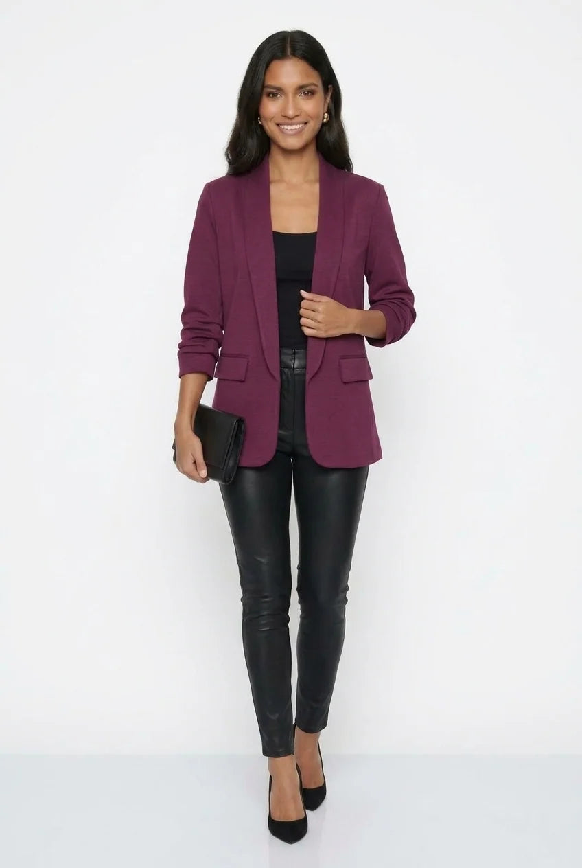 Marc Angelo Jersey Ruched Sleeve blazer 6083 Plum