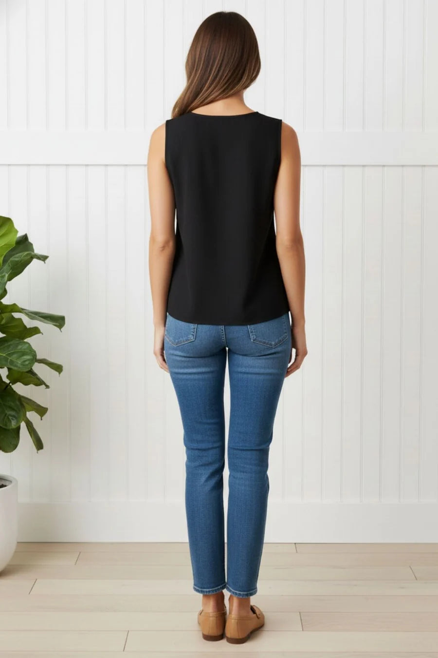 Stella Morgan Black Floral Border Print top T181043
