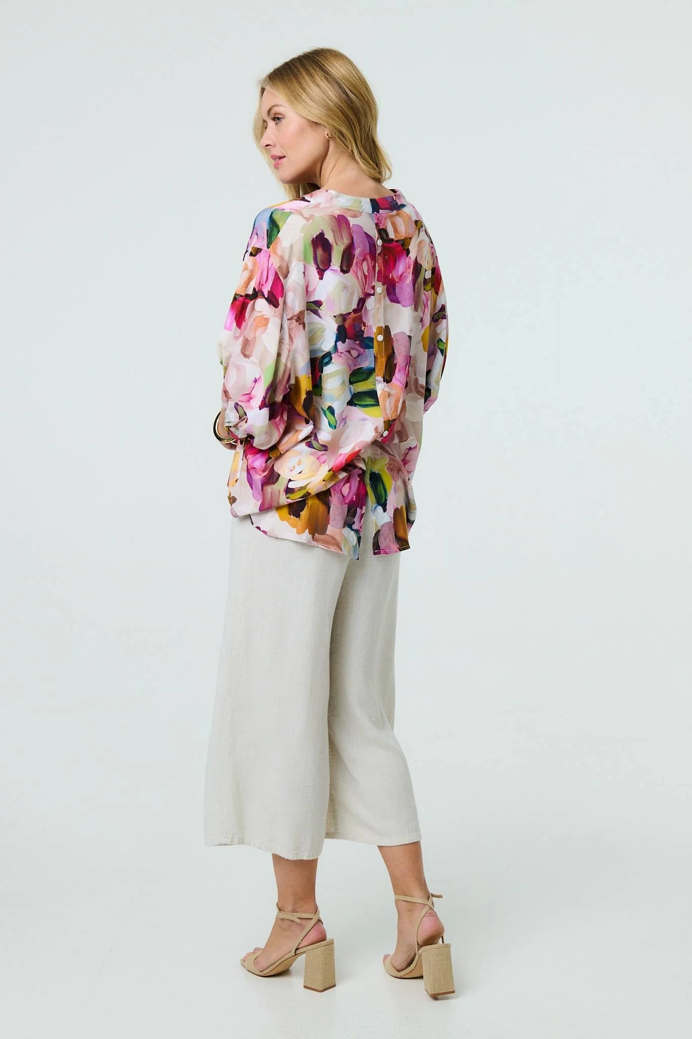 Stella Morgan brushstroke print 3/4 sleeve shirt T520123