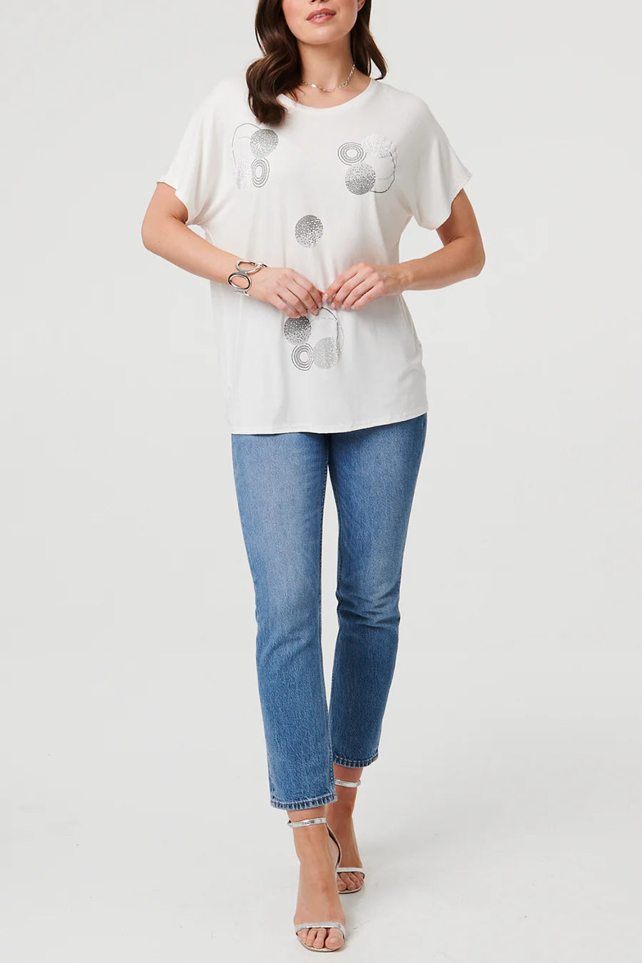 Stella Morgan White Sparkle Geo Print T-Shirt T522019