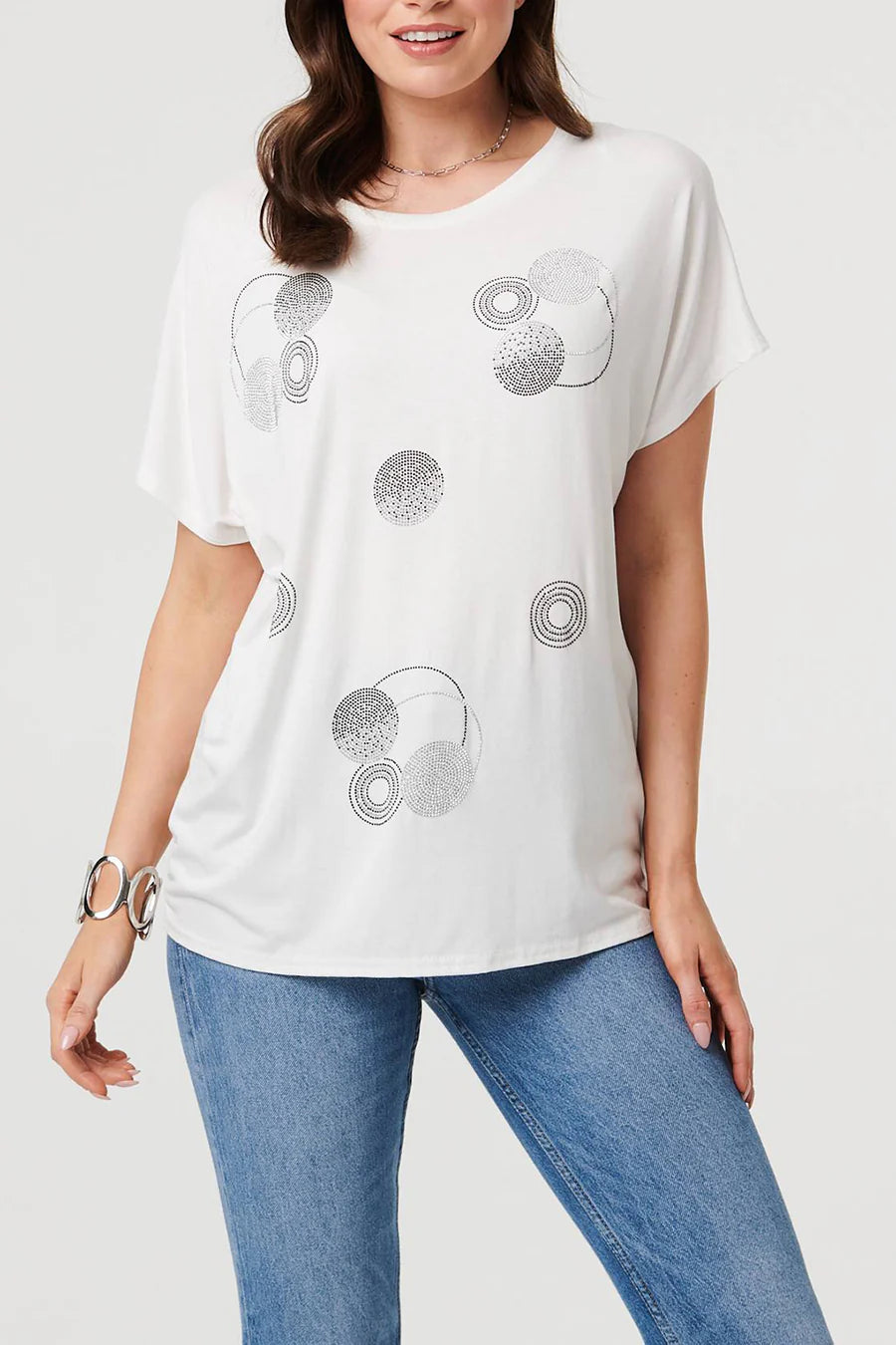 Stella Morgan White Sparkle Geo Print T-Shirt T522019