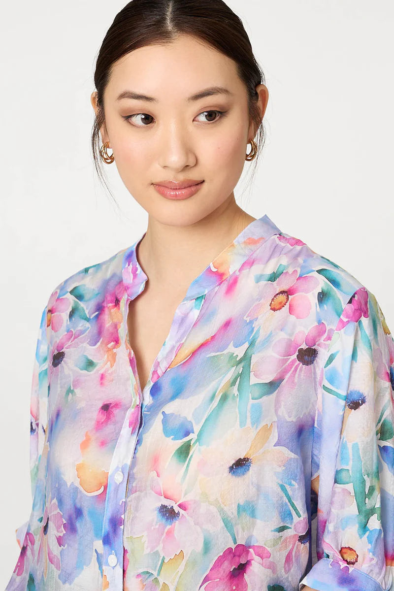 Stella Morgan Floral print top with back button detail T523185
