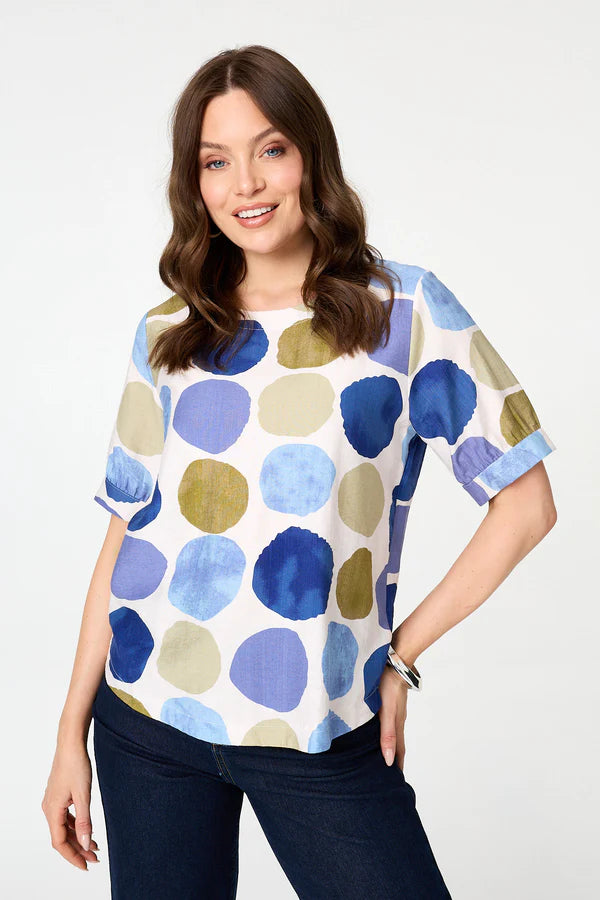 Stella Morgan Short sleeve circle print top T525884