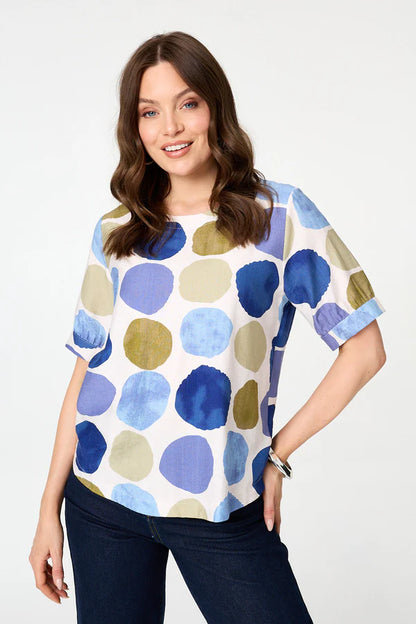 Stella Morgan Short sleeve circle print top T525884