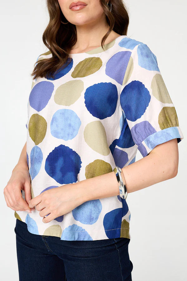 Stella Morgan Short sleeve circle print top T525884