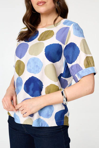 Stella Morgan Short sleeve circle print top T525884