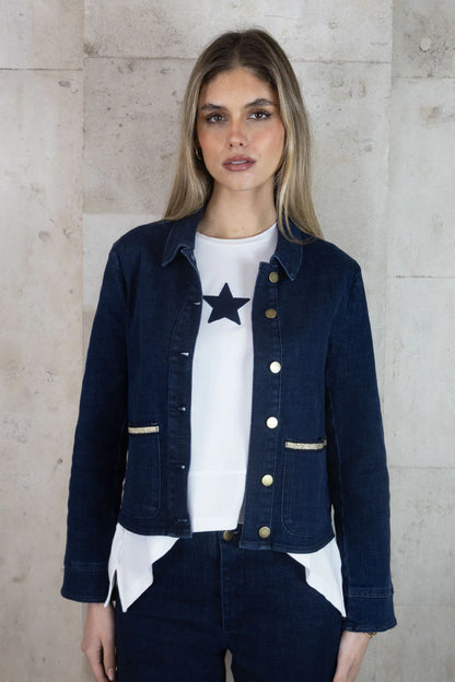 Alex Denim Jacke in Dark Denim or Beige