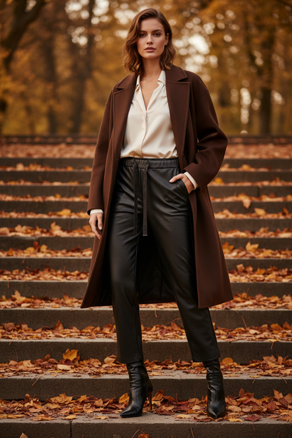 Autumn high fashion faux leather trousers