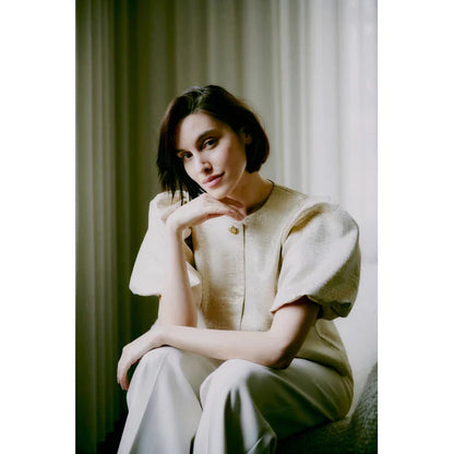 Byoung BYDENOA High waist straight leg Ecru Trousers 20818352