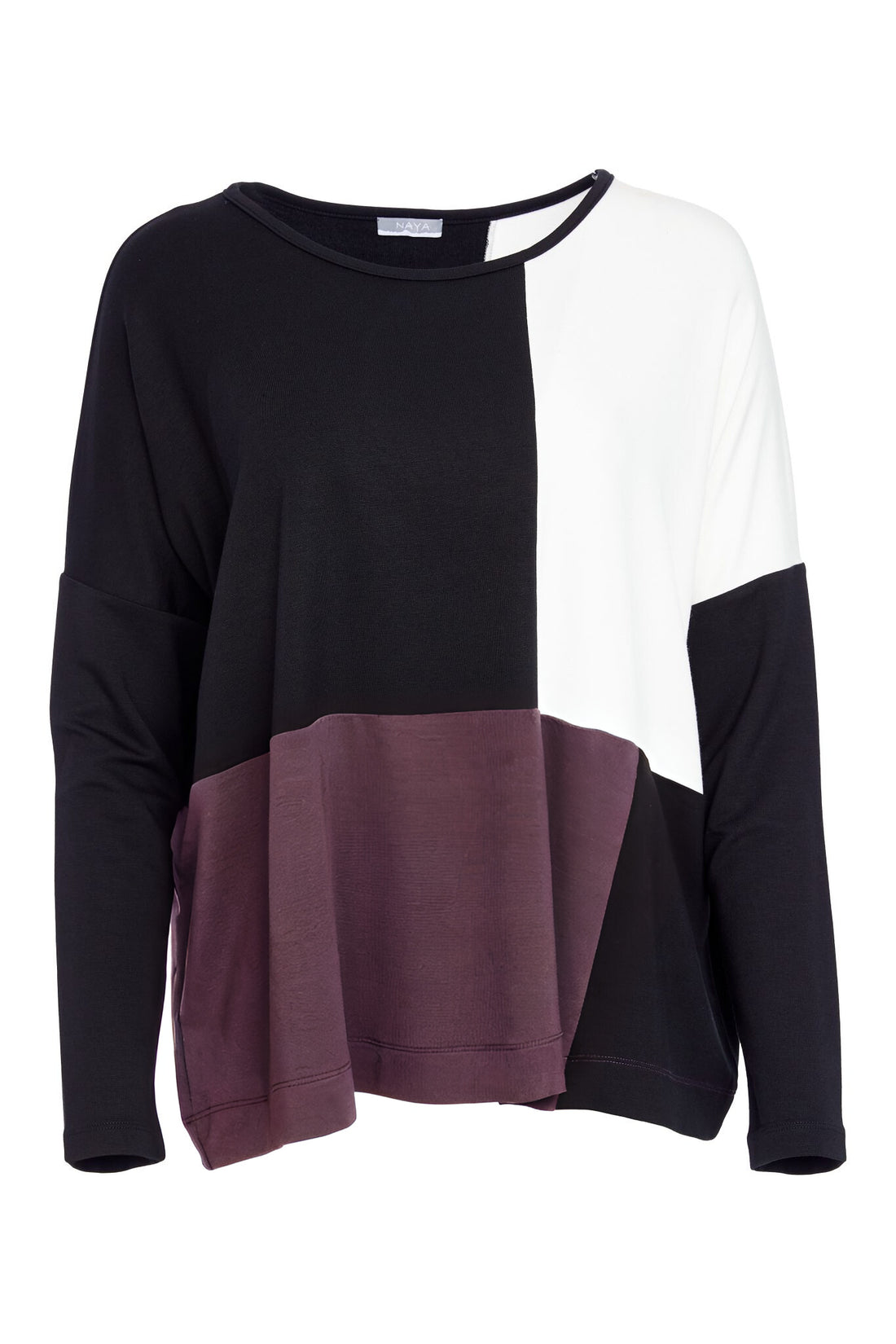 Naya Colour Block Sweatshirt in Black and Cocoa mix Naw25128