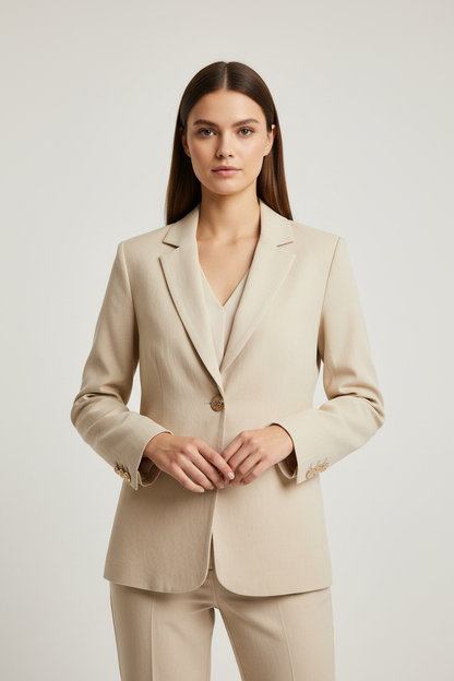 Beige blazer model image