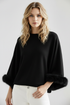Black knit with fur cuffs model image