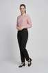 Black Straight Leg Trouser with Pink Knit & Mary Janes