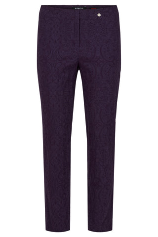 Robell Bella Paisley Jacquared Trousers in Black or Anthracite 51560 54145