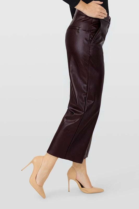 Robell Cloe Faux Leather Cropped Trousers Black 52442 60042