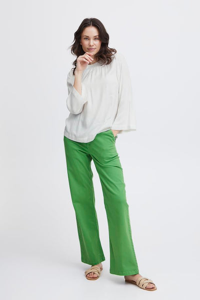 Fransa Blouse with Pleated neck detail and flared sleeve
