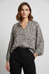 Brown cream swirl print blouse model
