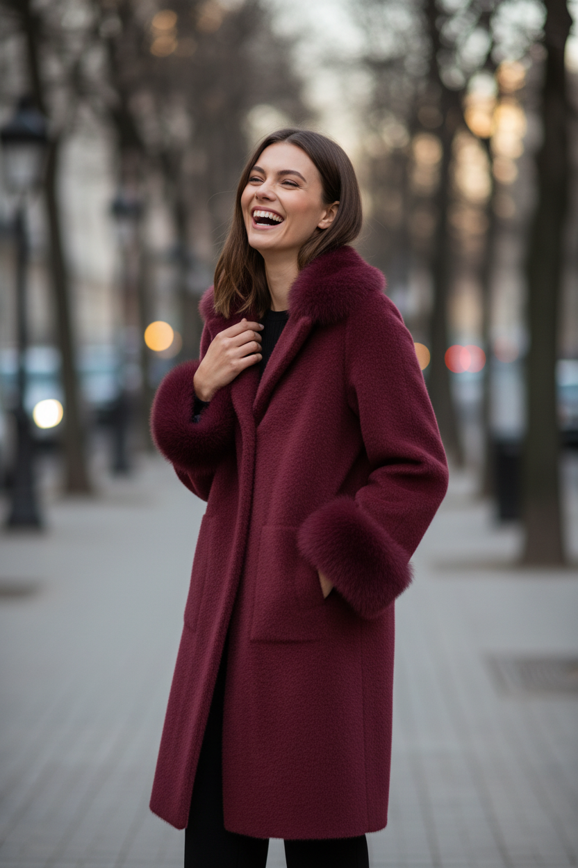 Burgundy Coat Lifestyle – Winter Street