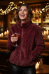 Burgundy Faux Fur Jacket Night Out